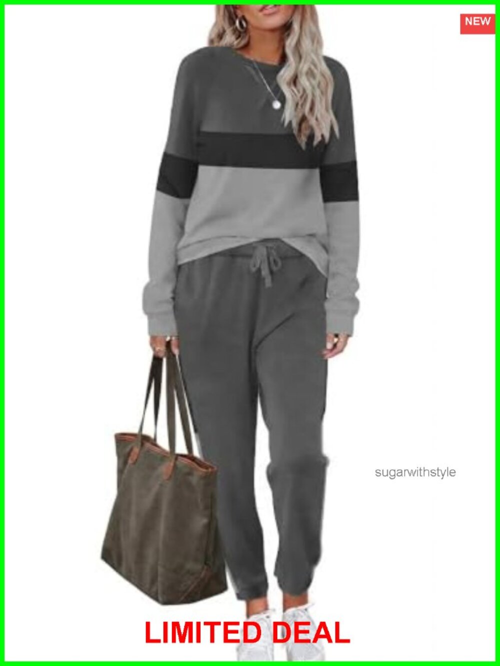 Womens Two Piece Lounge Set Sweatsuit Jogger Pullover Lightweight Soft